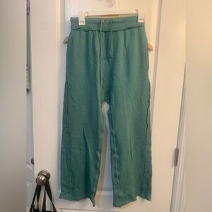 Free People FP Movement Cool Factor Exposed-Seam Green Straight Crop Sweatpants
